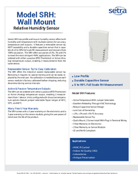 Thumbnail of document Data Sheet - SRH Relative Humidity Sensor